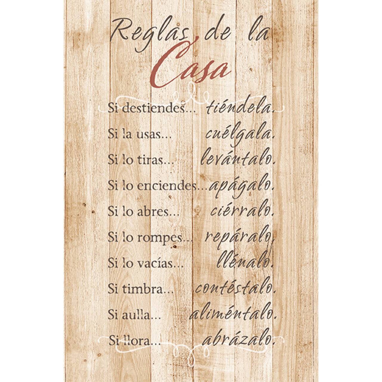 Dexsa Reglas De La Casa - Rules of the House - Inspirational Saying in Spanish 6x9 Wood Plaque with Easel and Wall Hanger